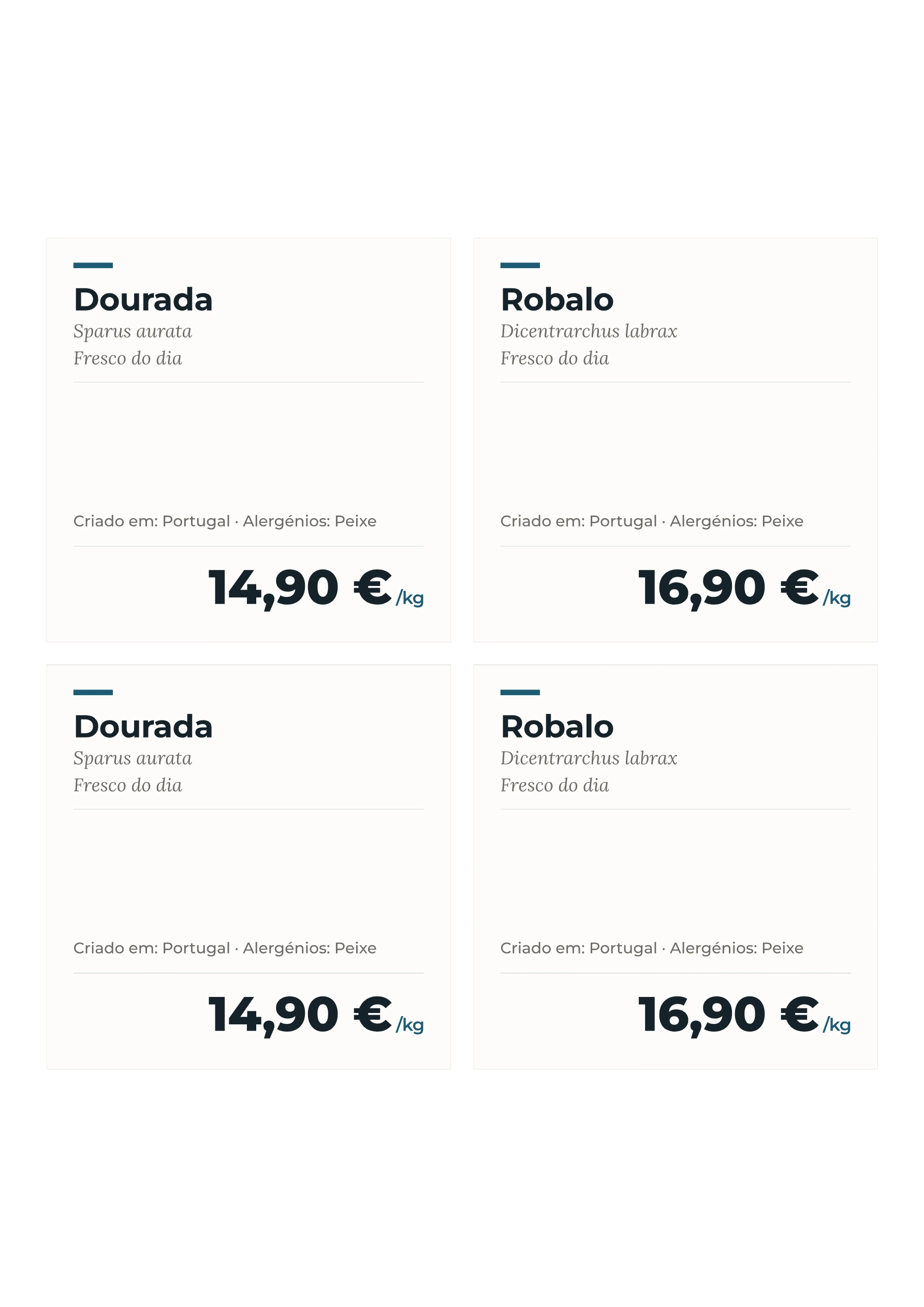 Folha de etiquetas de exemplo — Peixe