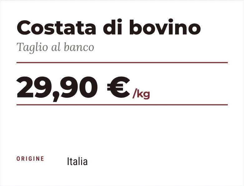 Etichetta di esempio — Carni bovine