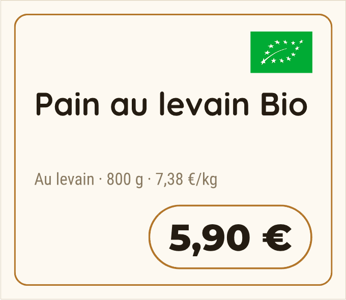 Étiquette de prix générée par PrixParfait pour une boulangerie