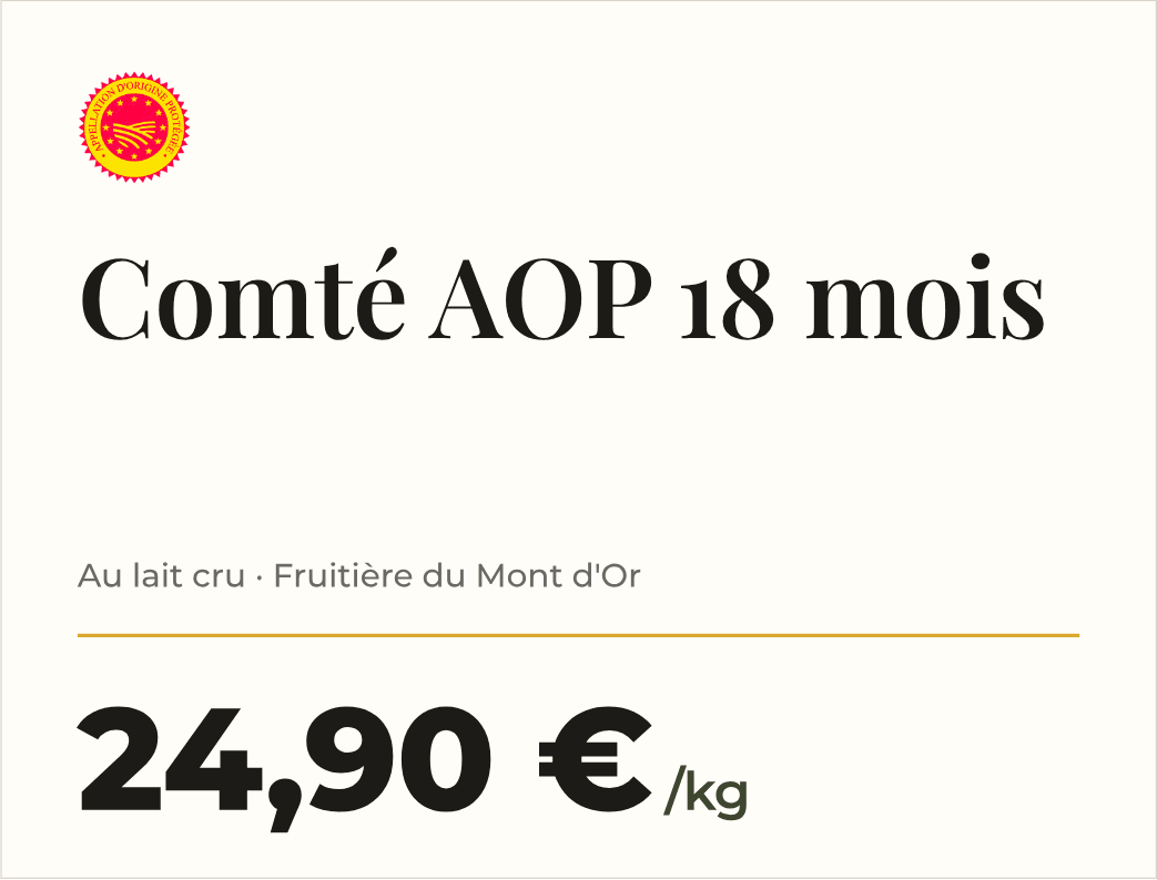 Étiquette de prix générée par PrixParfait pour une fromagerie