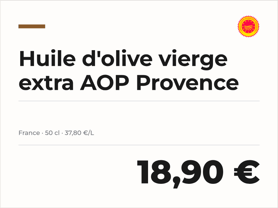 Étiquette de prix générée par PrixParfait pour une épicerie fine